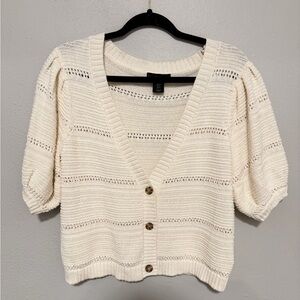 House of Harlow Cream Button-Up Sweater